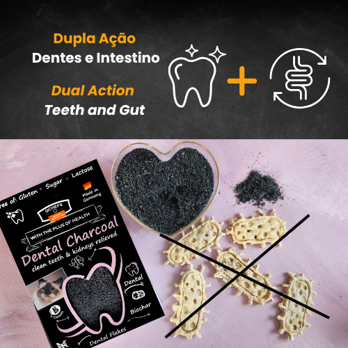 Dental Flakes com Carvão Ativado 2-em-1 para Gatos